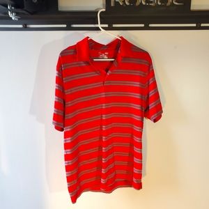 Men's LG Under Armour Polo - Red & Grey stripes